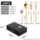 Matte Gold Stainless Steel  Cutlery Set Dinner Knife Fork Spoon 24pcs Gift Set